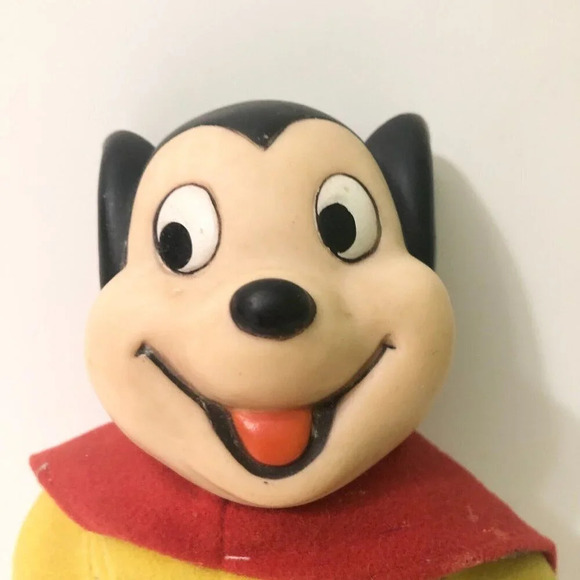 1988 Vintage Viacom Vinyl Head Mighty Mouse Plush Toy 8 Inch  Tall - Picture 16 of 16